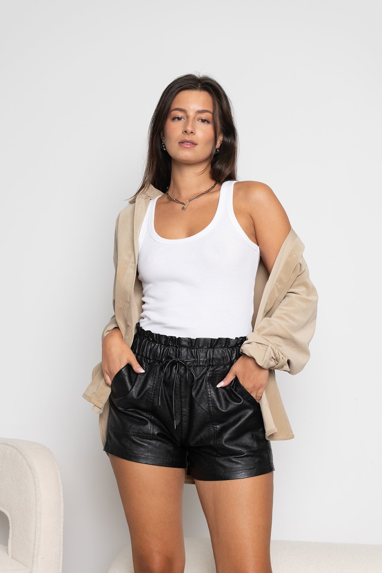 Hunter faux leather shorts
